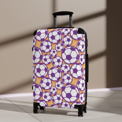 Soccer Suitcase - A luggage adorned with a sporty soccer-themed design, perfect for travelers who want to travel in style with their favorite sport.