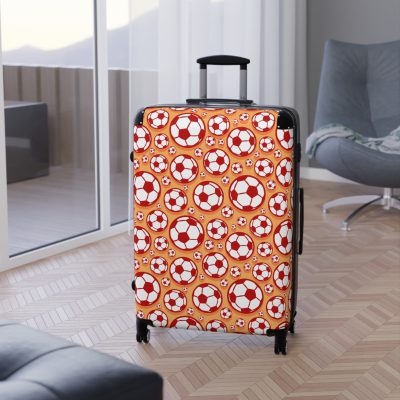 Soccer Suitcase - A luggage adorned with a sporty soccer-themed design, perfect for travelers who want to travel in style with their favorite sport.