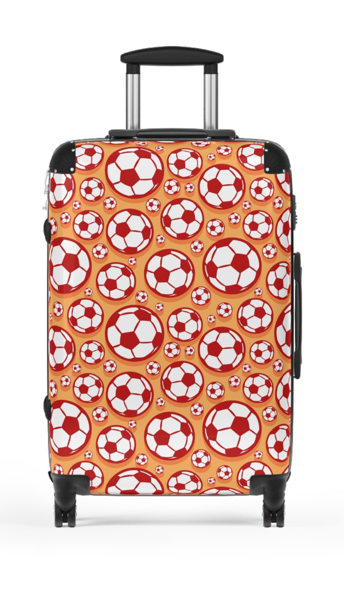 Soccer Suitcase - A luggage adorned with a sporty soccer-themed design, perfect for travelers who want to travel in style with their favorite sport.