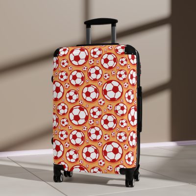 Soccer Suitcase - A luggage adorned with a sporty soccer-themed design, perfect for travelers who want to travel in style with their favorite sport.