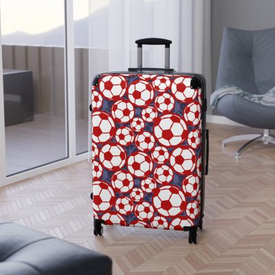 Soccer Suitcase - A luggage adorned with a sporty soccer-themed design, perfect for travelers who want to travel in style with their favorite sport.