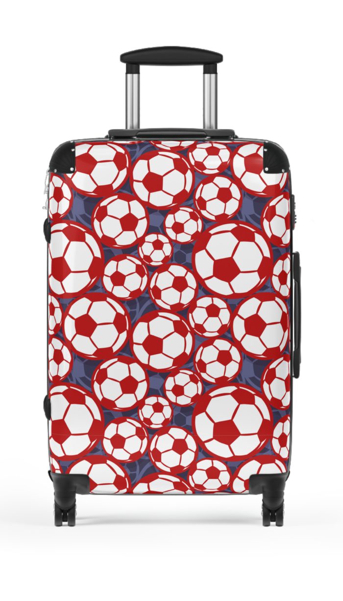 Soccer Suitcase - A luggage adorned with a sporty soccer-themed design, perfect for travelers who want to travel in style with their favorite sport.