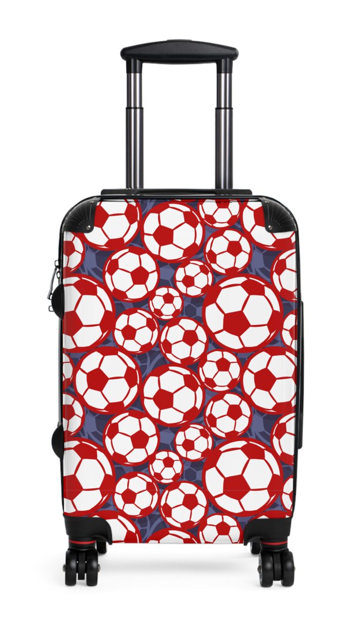 Soccer Suitcase - A luggage adorned with a sporty soccer-themed design, perfect for travelers who want to travel in style with their favorite sport.