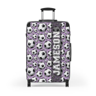 Custom Soccer Suitcase - A personalized luggage adorned with a custom soccer-themed design, perfect for sports enthusiasts who want to travel in style with their favorite sport.