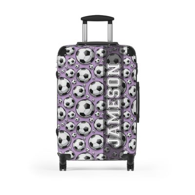 Custom Soccer Suitcase - A personalized luggage adorned with a custom soccer-themed design, perfect for sports enthusiasts who want to travel in style with their favorite sport.