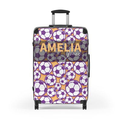 Custom Soccer Suitcase - A personalized luggage adorned with a custom soccer-themed design, perfect for sports enthusiasts who want to travel in style with their favorite sport.