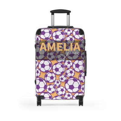 Custom Soccer Suitcase - A personalized luggage adorned with a custom soccer-themed design, perfect for sports enthusiasts who want to travel in style with their favorite sport.