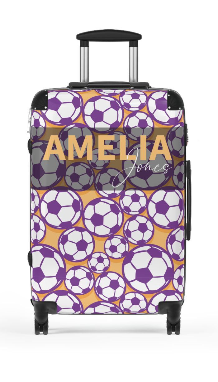 Custom Soccer Suitcase - A personalized luggage adorned with a custom soccer-themed design, perfect for sports enthusiasts who want to travel in style with their favorite sport.