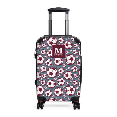 Custom Soccer Suitcase - A personalized luggage adorned with a custom soccer-themed design, perfect for sports enthusiasts who want to travel in style with their favorite sport.