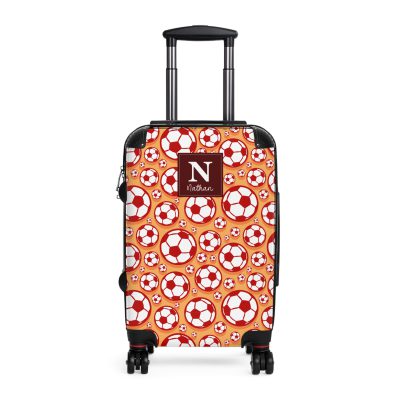 Custom Soccer Suitcase - A personalized luggage adorned with a custom soccer-themed design, perfect for sports enthusiasts who want to travel in style with their favorite sport.