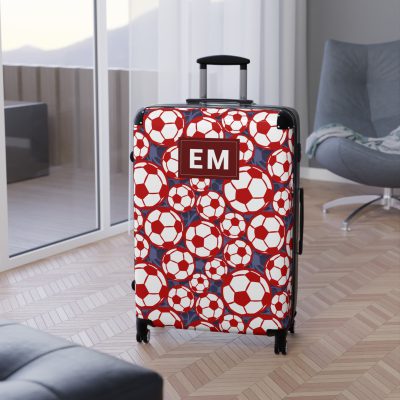 Custom Soccer Suitcase - A personalized luggage adorned with a custom soccer-themed design, perfect for sports enthusiasts who want to travel in style with their favorite sport.