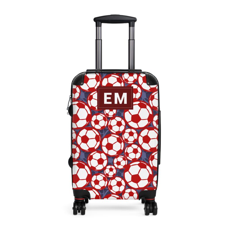 Custom Soccer Suitcase - A personalized luggage adorned with a custom soccer-themed design, perfect for sports enthusiasts who want to travel in style with their favorite sport.