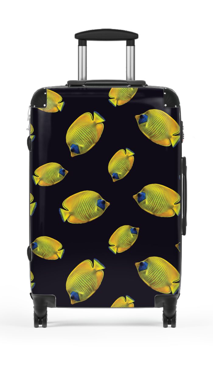 Butterfly Fish suitcase, a durable and stylish travel companion. Crafted with butterfly fish designs, it's perfect for ocean enthusiasts on the go.