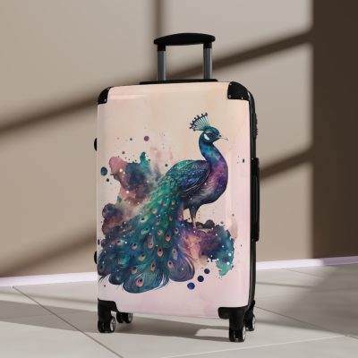 Peacock Suitcase – Stylish and functional luggage adorned with intricate peacock feather design for a touch of elegance on your travels.