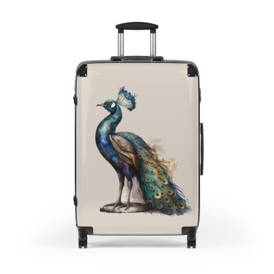 Peacock Suitcase – Stylish and functional luggage adorned with intricate peacock feather design for a touch of elegance on your travels.