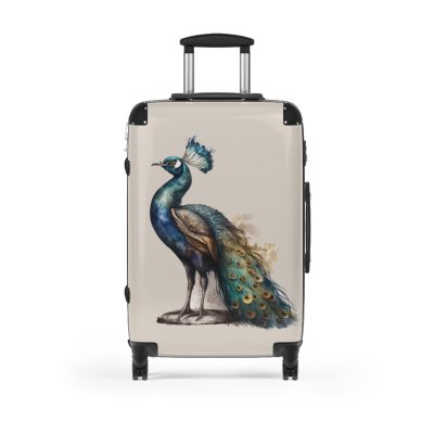 Peacock Suitcase – Stylish and functional luggage adorned with intricate peacock feather design for a touch of elegance on your travels.