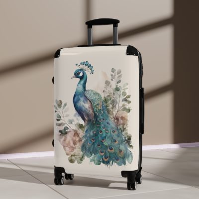 Peacock Suitcase – Stylish and functional luggage adorned with intricate peacock feather design for a touch of elegance on your travels.