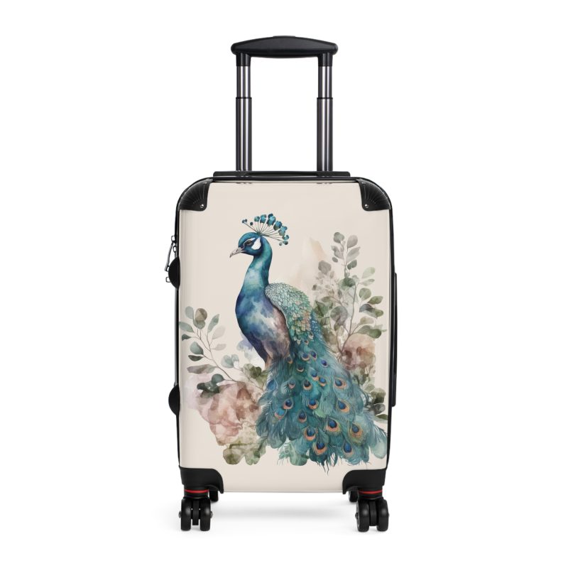 Peacock Suitcase – Stylish and functional luggage adorned with intricate peacock feather design for a touch of elegance on your travels.