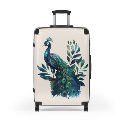 Peacock Suitcase – Stylish and functional luggage adorned with intricate peacock feather design for a touch of elegance on your travels.