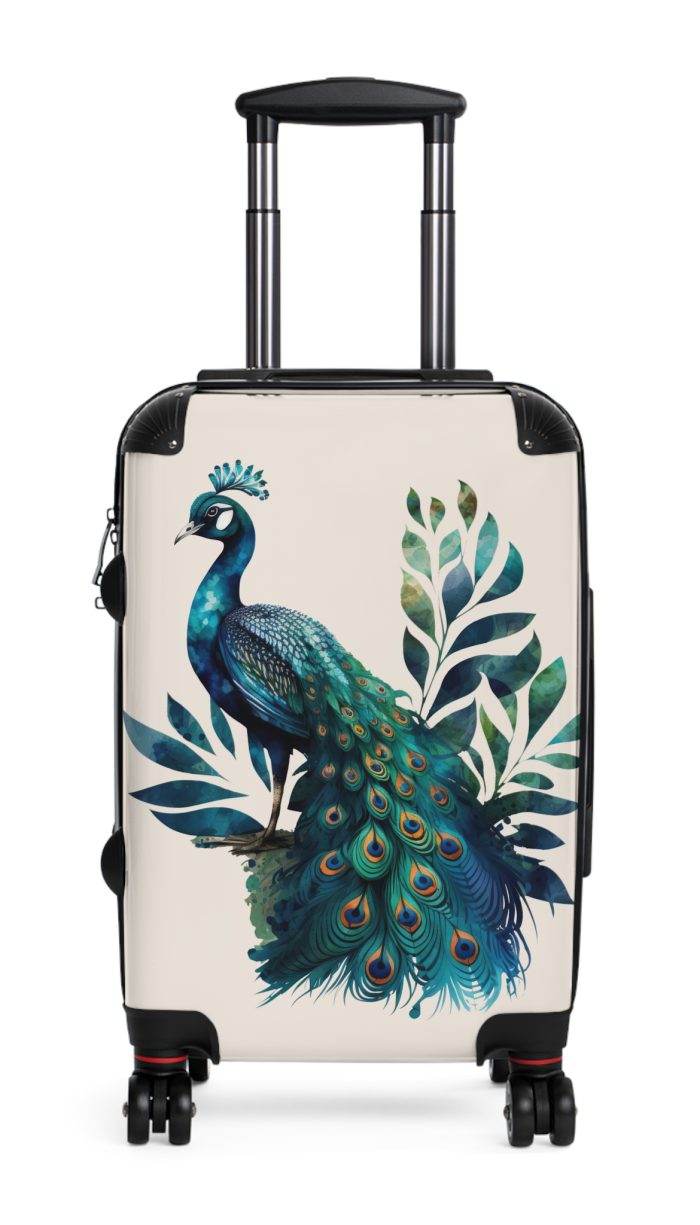 Peacock Suitcase – Stylish and functional luggage adorned with intricate peacock feather design for a touch of elegance on your travels.