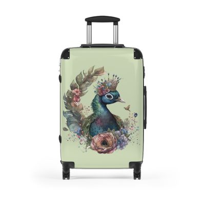 Peacock Suitcase – Stylish and functional luggage adorned with intricate peacock feather design for a touch of elegance on your travels.