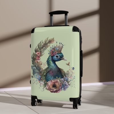 Peacock Suitcase – Stylish and functional luggage adorned with intricate peacock feather design for a touch of elegance on your travels.