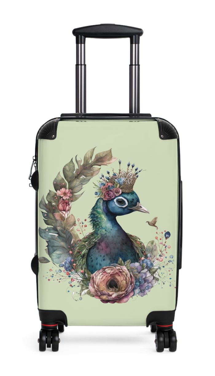 Peacock Suitcase – Stylish and functional luggage adorned with intricate peacock feather design for a touch of elegance on your travels.