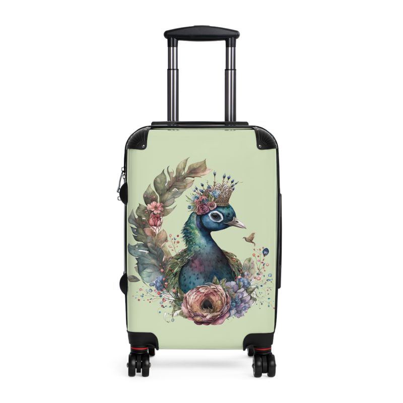 Peacock Suitcase – Stylish and functional luggage adorned with intricate peacock feather design for a touch of elegance on your travels.