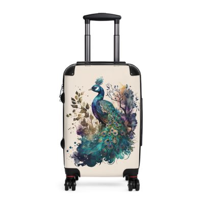 Peacock Suitcase – Stylish and functional luggage adorned with intricate peacock feather design for a touch of elegance on your travels.