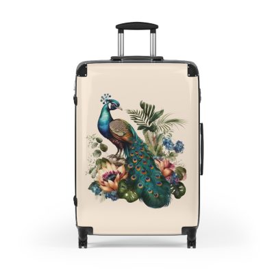 Peacock Suitcase – Stylish and functional luggage adorned with intricate peacock feather design for a touch of elegance on your travels.