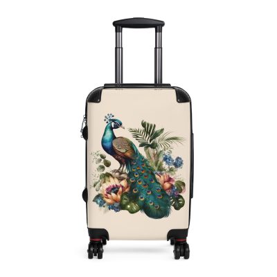 Peacock Suitcase – Stylish and functional luggage adorned with intricate peacock feather design for a touch of elegance on your travels.