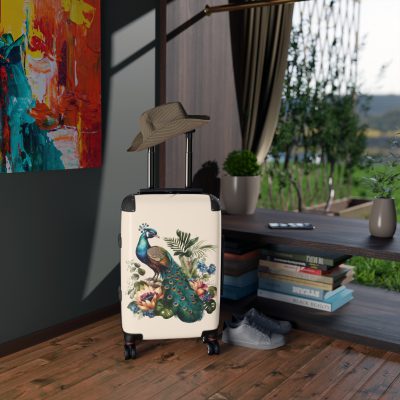 Peacock Suitcase – Stylish and functional luggage adorned with intricate peacock feather design for a touch of elegance on your travels.