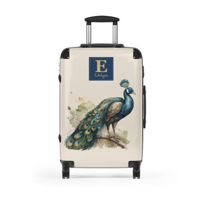 Custom Peacock Suitcase - Tailored elegance for personalized travel, showcasing unique designs and sophistication.