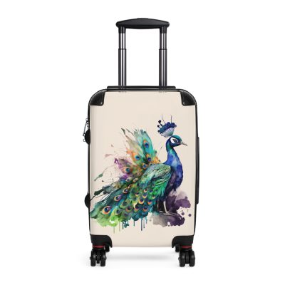 Peacock Suitcase – Stylish and functional luggage adorned with intricate peacock feather design for a touch of elegance on your travels.