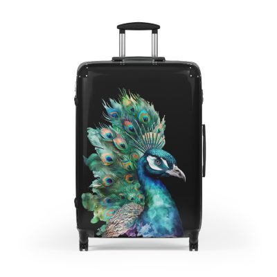 Peacock Suitcase – Stylish and functional luggage adorned with intricate peacock feather design for a touch of elegance on your travels.