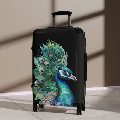 Peacock Suitcase – Stylish and functional luggage adorned with intricate peacock feather design for a touch of elegance on your travels.