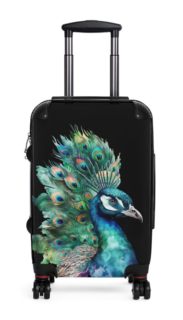 Peacock Suitcase – Stylish and functional luggage adorned with intricate peacock feather design for a touch of elegance on your travels.