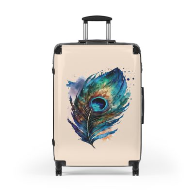 Peacock Suitcase – Stylish and functional luggage adorned with intricate peacock feather design for a touch of elegance on your travels.