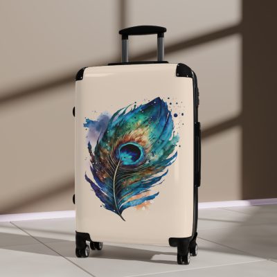 Peacock Suitcase – Stylish and functional luggage adorned with intricate peacock feather design for a touch of elegance on your travels.