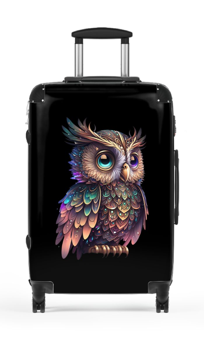 Fantasy Owl suitcase, a durable and stylish travel companion. Crafted with fantasy owl designs, it's perfect for dreamers on the go.