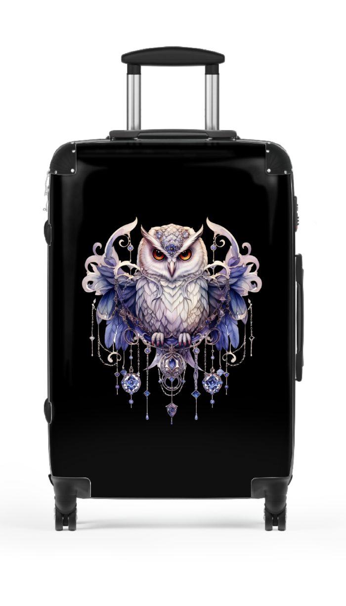 Mystical Owl suitcase, a durable and stylish travel companion. Crafted with owl designs, it's perfect for nature enthusiasts on the go.