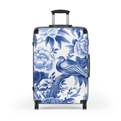 Blue & White Chinoiserie suitcase, a durable and stylish travel companion. Crafted with classic Chinoiserie designs, it's perfect for those who appreciate timeless elegance on their journeys.