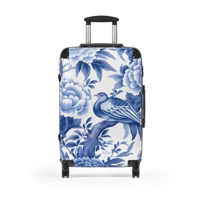 Blue & White Chinoiserie suitcase, a durable and stylish travel companion. Crafted with classic Chinoiserie designs, it's perfect for those who appreciate timeless elegance on their journeys.