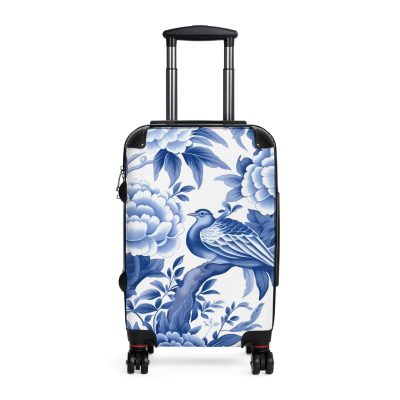 Blue & White Chinoiserie suitcase, a durable and stylish travel companion. Crafted with classic Chinoiserie designs, it's perfect for those who appreciate timeless elegance on their journeys.