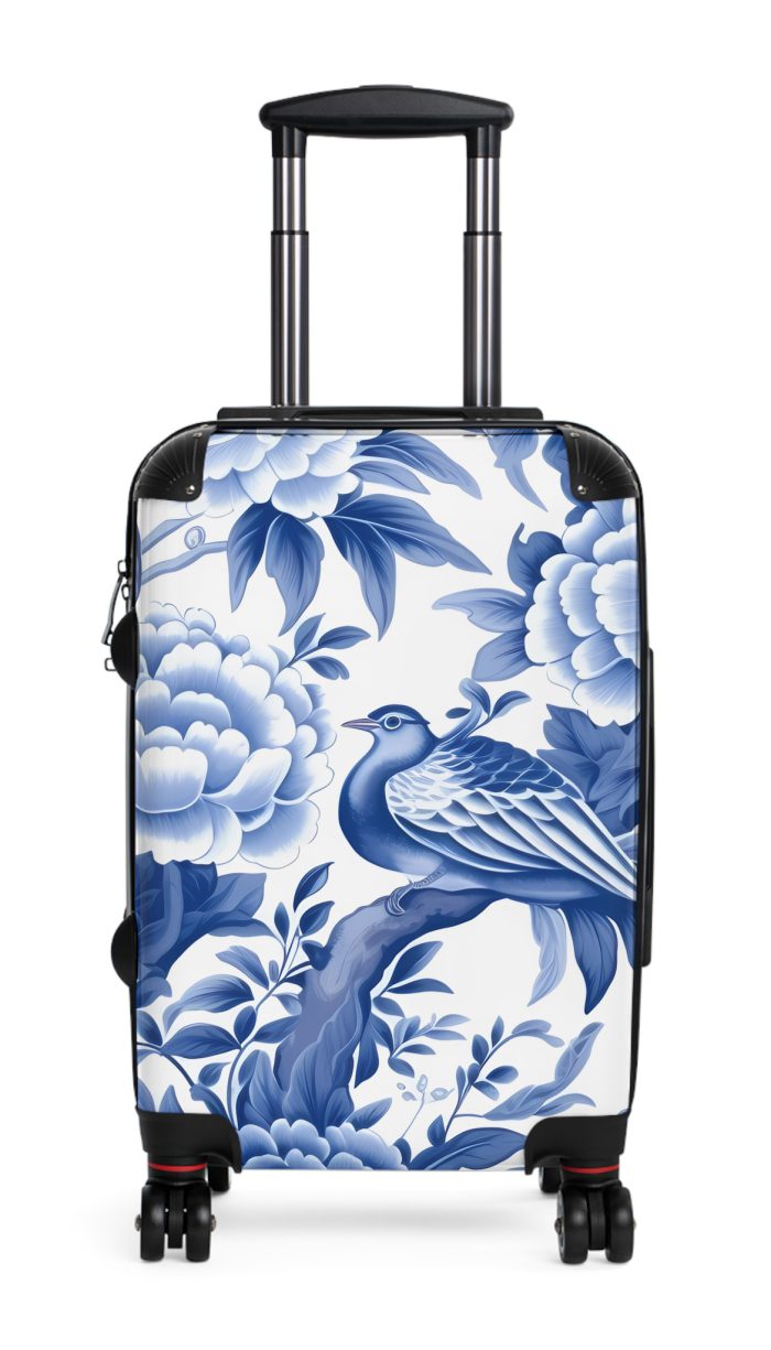 Blue & White Chinoiserie suitcase, a durable and stylish travel companion. Crafted with classic Chinoiserie designs, it's perfect for those who appreciate timeless elegance on their journeys.