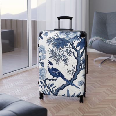 Blue & White Chinoiserie suitcase, a durable and stylish travel companion. Crafted with classic Chinoiserie designs, it's perfect for those who appreciate timeless elegance on their journeys.