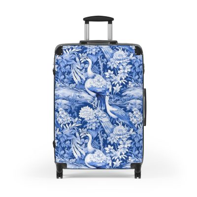 Blue & White Chinoiserie suitcase, a durable and stylish travel companion. Crafted with classic Chinoiserie designs, it's perfect for those who appreciate timeless elegance on their journeys.