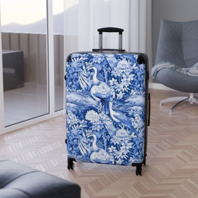 Blue & White Chinoiserie suitcase, a durable and stylish travel companion. Crafted with classic Chinoiserie designs, it's perfect for those who appreciate timeless elegance on their journeys.