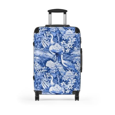 Blue & White Chinoiserie suitcase, a durable and stylish travel companion. Crafted with classic Chinoiserie designs, it's perfect for those who appreciate timeless elegance on their journeys.