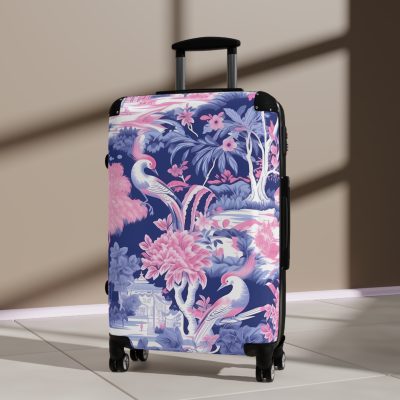 Pink Blue Chinoiserie suitcase, a durable and stylish travel companion. Crafted with vibrant Pink Blue Chinoiserie patterns, it's perfect for those who appreciate artistic elegance on their journeys.